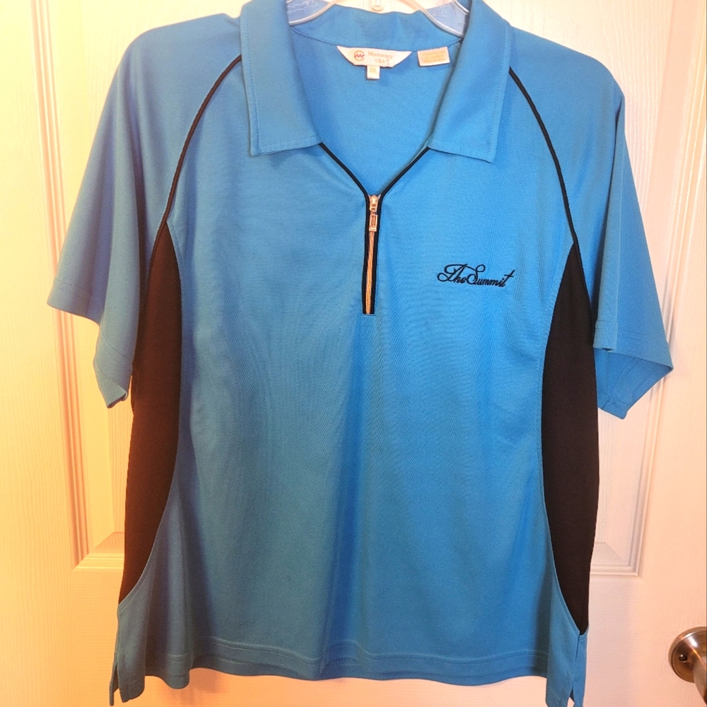 Women's XXL Pre-Owned Monterey Club Embroidered The Summit Blue Polo Golf Shirt